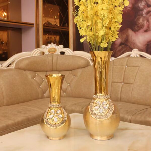 Gold-plated brushed ceramic vase, Simple and creative, for wedding, home crafts - Imagen 4