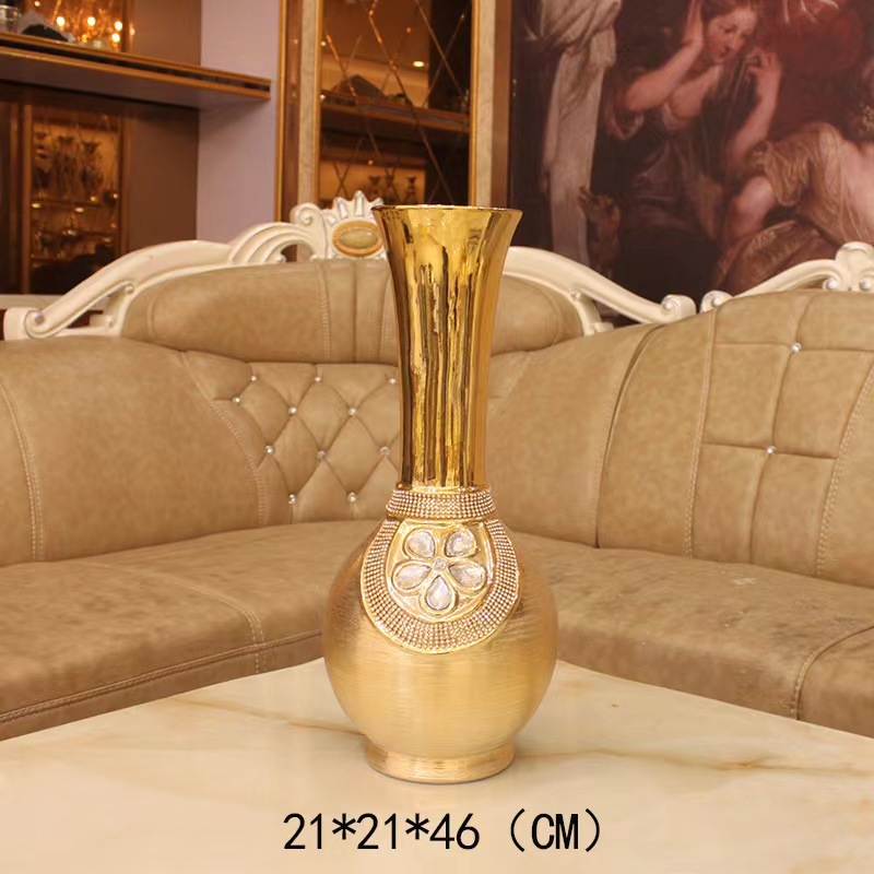 Gold-plated brushed ceramic vase, Simple and creative, for wedding, home crafts