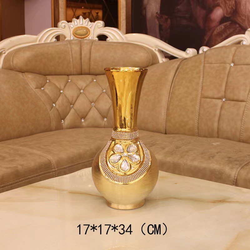 Gold-plated brushed ceramic vase, Simple and creative, for wedding, home crafts
