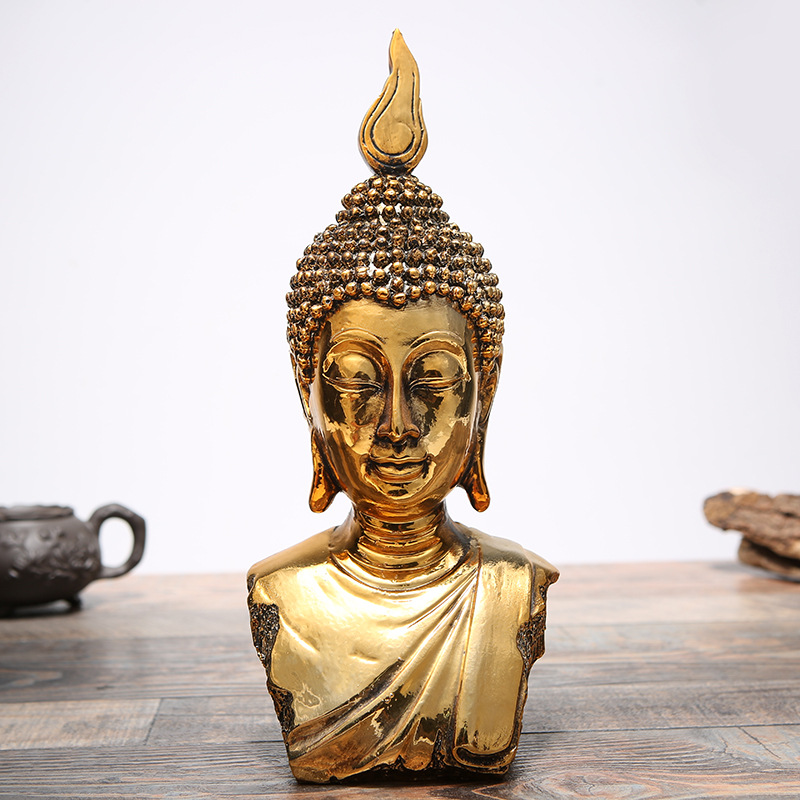 Half-length Buddha-shaped resin crafts, galvanized gold, Thailand