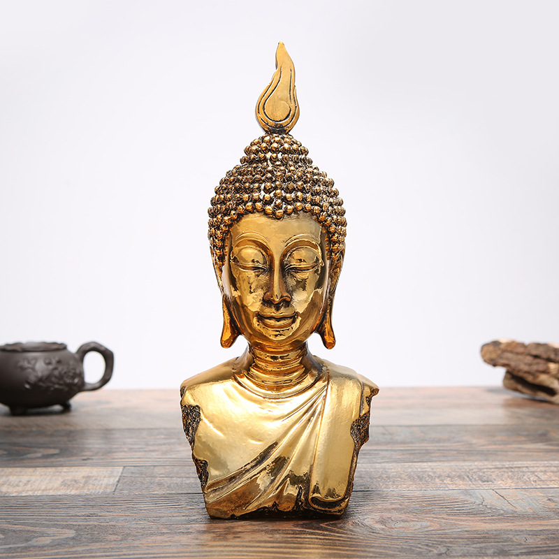 Half-length Buddha-shaped resin crafts, galvanized gold, Thailand