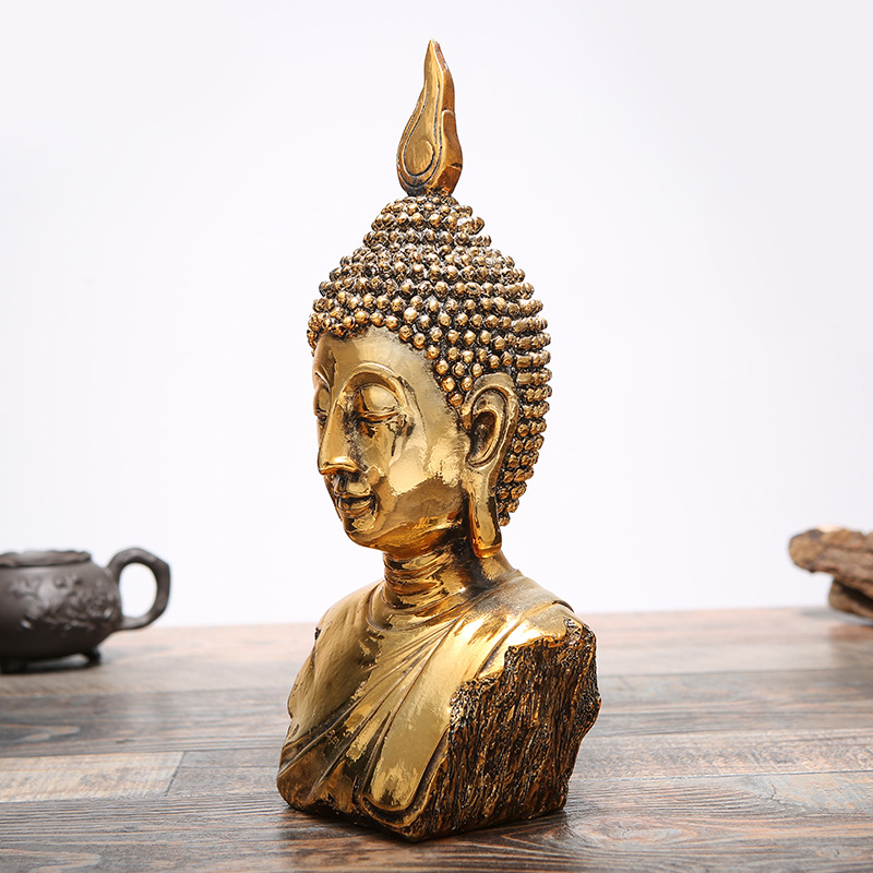 Half-length Buddha-shaped resin crafts, galvanized gold, Thailand