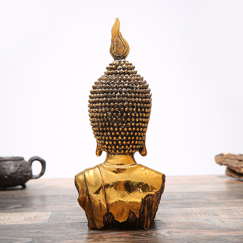 Half-length Buddha-shaped resin crafts, galvanized gold, Thailand