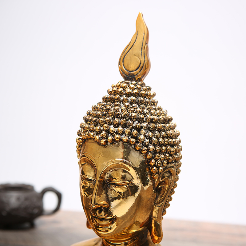 Half-length Buddha-shaped resin crafts, galvanized gold, Thailand