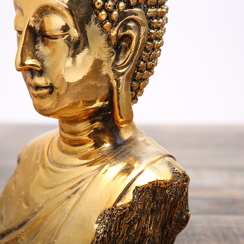 Half-length Buddha-shaped resin crafts, galvanized gold, Thailand