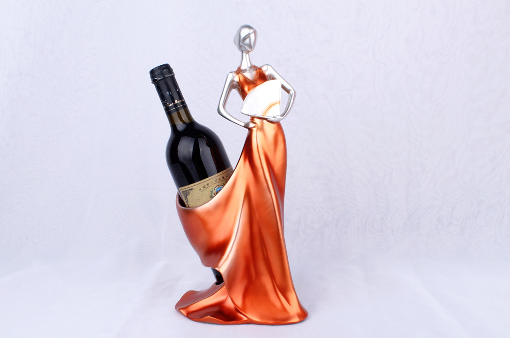 Take a fan shaped like a beautiful woman, red wine shelf, ornaments, resin crafts