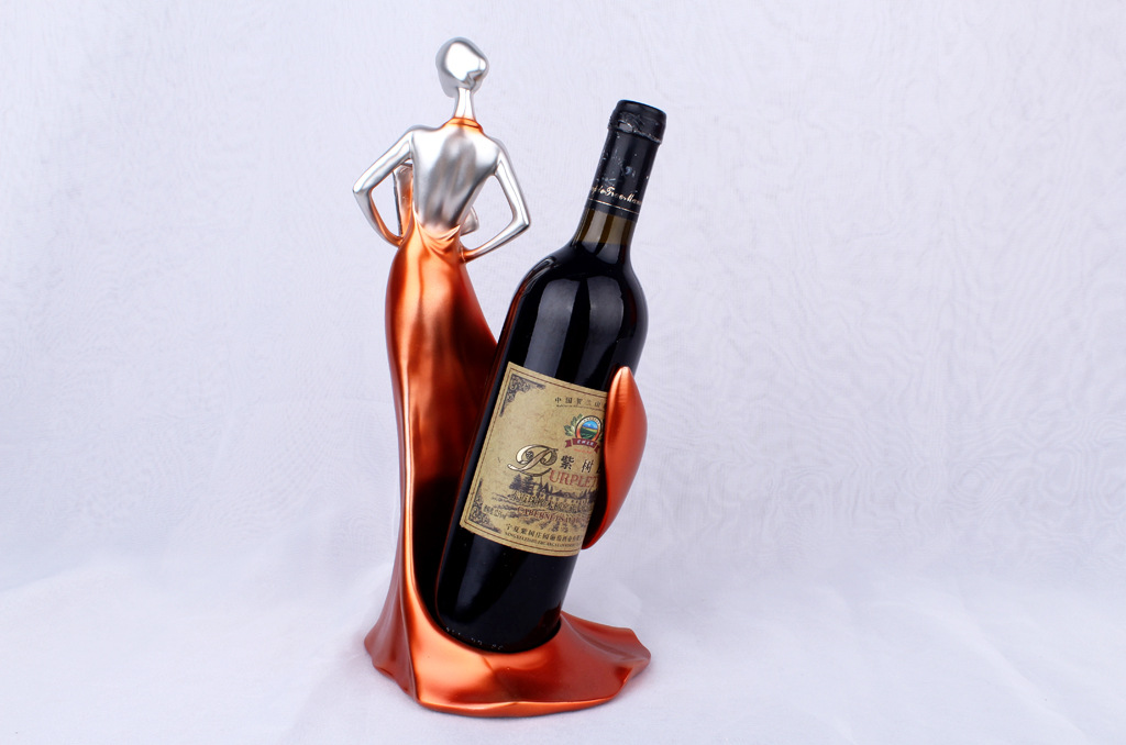 Take a fan shaped like a beautiful woman, red wine shelf, ornaments, resin crafts