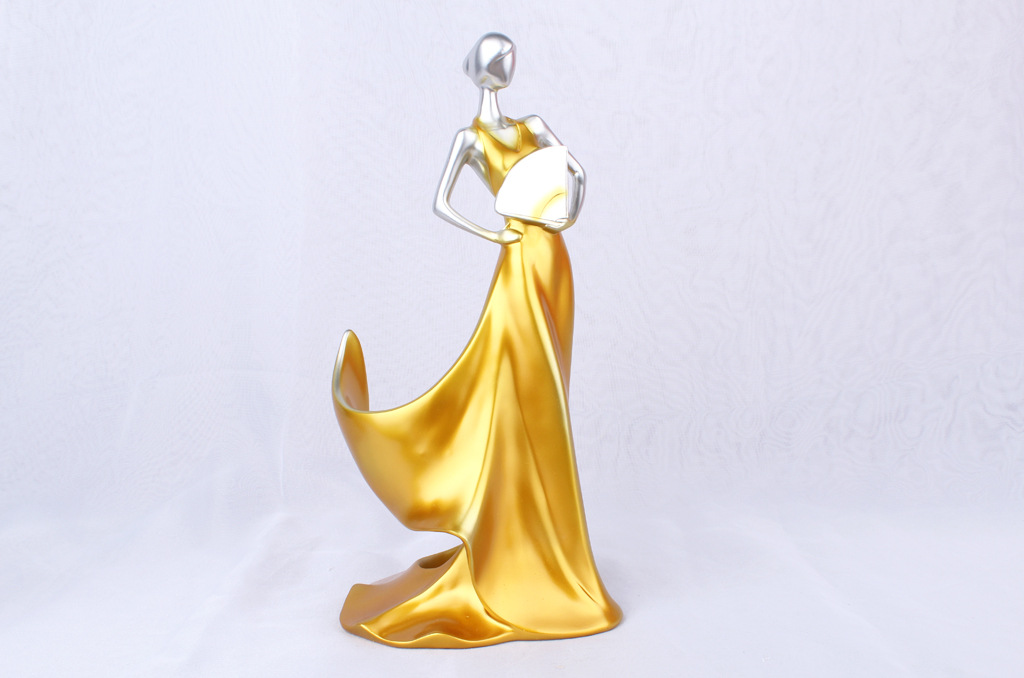 Take a fan shaped like a beautiful woman, red wine shelf, ornaments, resin crafts