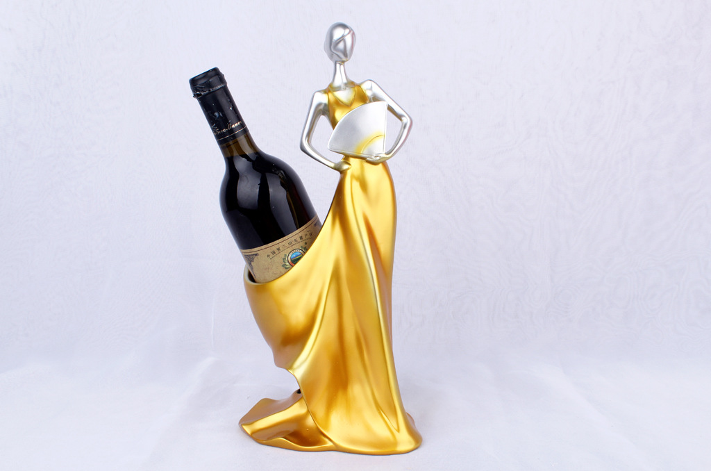 Take a fan shaped like a beautiful woman, red wine shelf, ornaments, resin crafts
