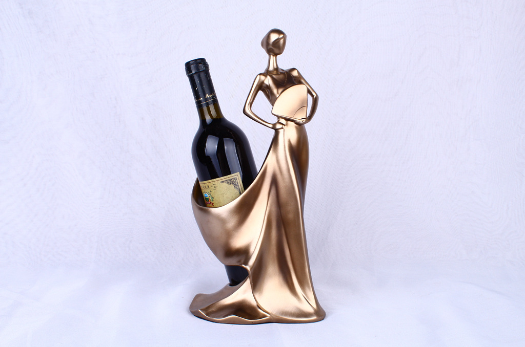 Take a fan shaped like a beautiful woman, red wine shelf, ornaments, resin crafts