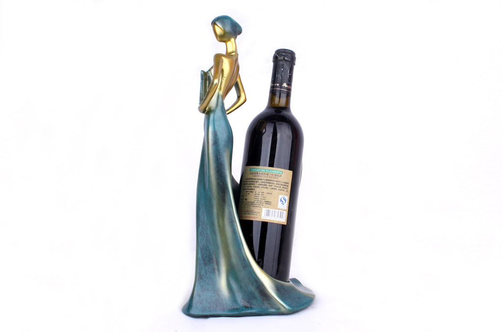 Take a fan shaped like a beautiful woman, red wine shelf, ornaments, resin crafts