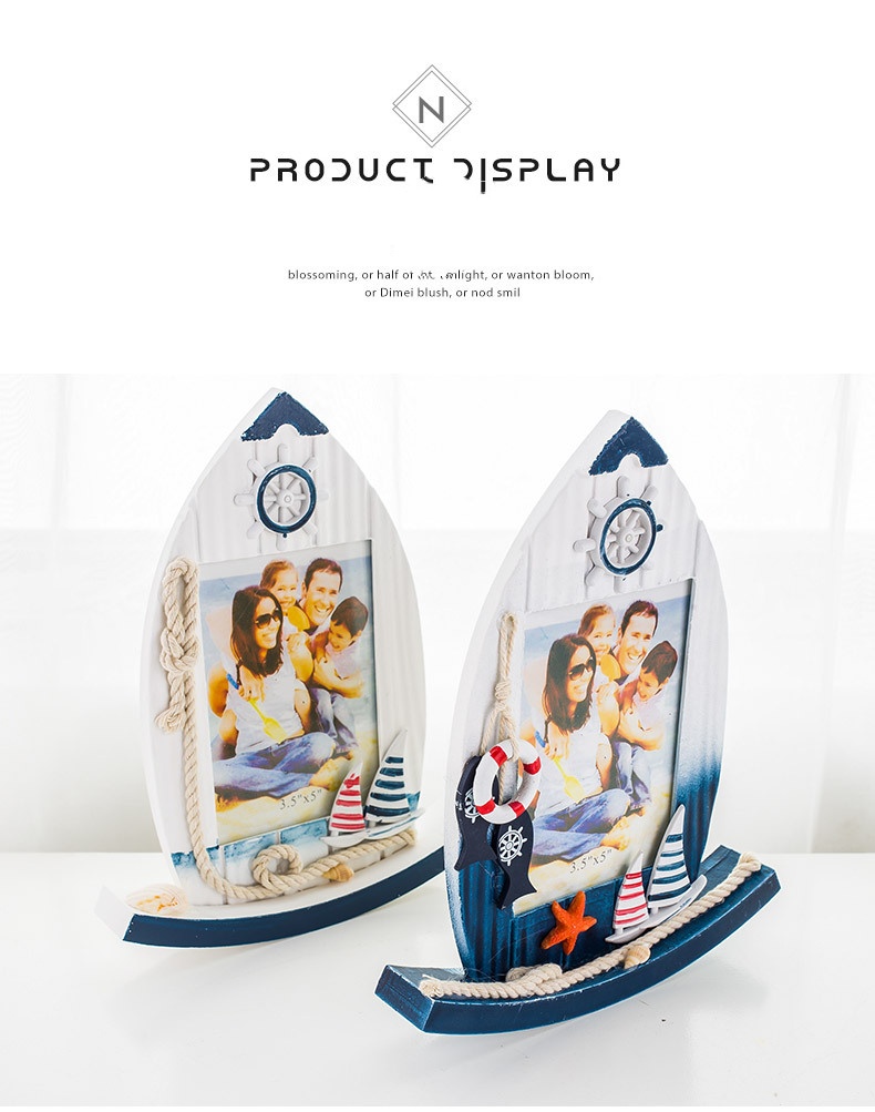 Wooden photo frame in the shape of a sailboat, creative, personalized