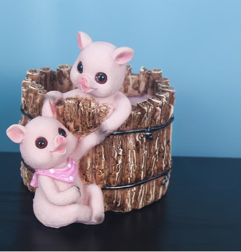Cute pig bunny, resin crafts, Flower pot, ornaments