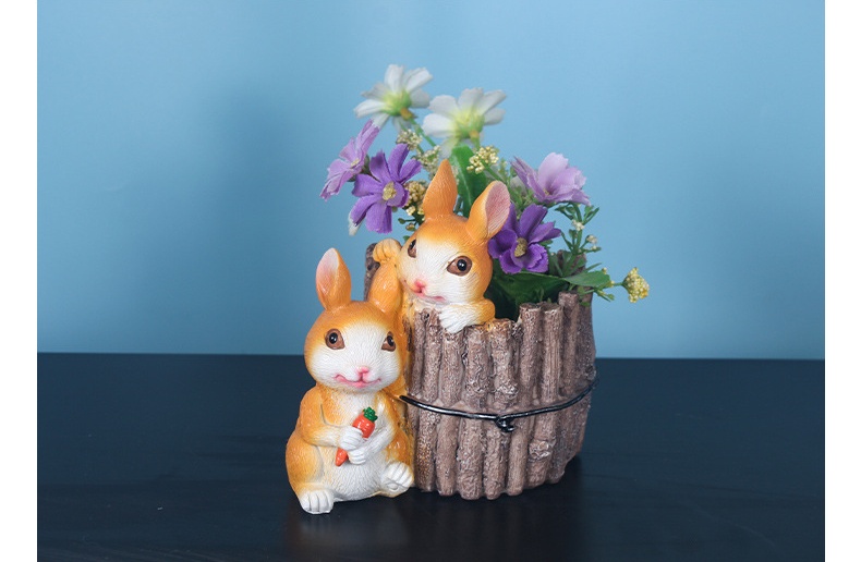 Cute pig bunny, resin crafts, Flower pot, ornaments
