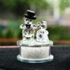 Wedding bear on board, glass, crafts, ornaments