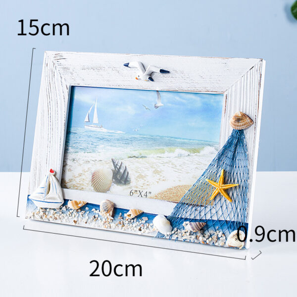 Wooden photo frame, 6 inches, ocean shell style, summer - Imagen 6
