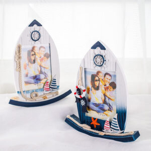 Wooden photo frame in the shape of a sailboat, creative, personalized