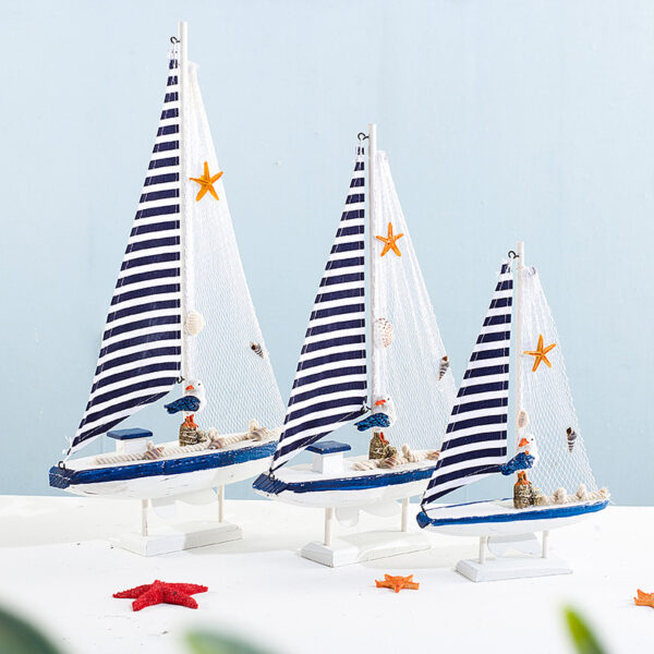 Blue and white shell sailboat style handicraft gift - Image 3
