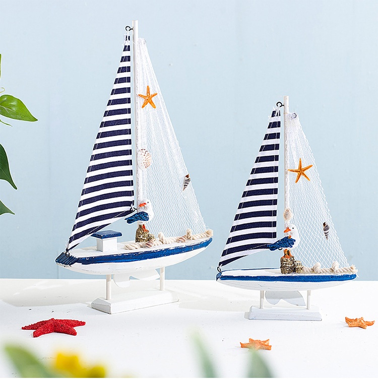 Blue and white shell sailboat style handicraft gift