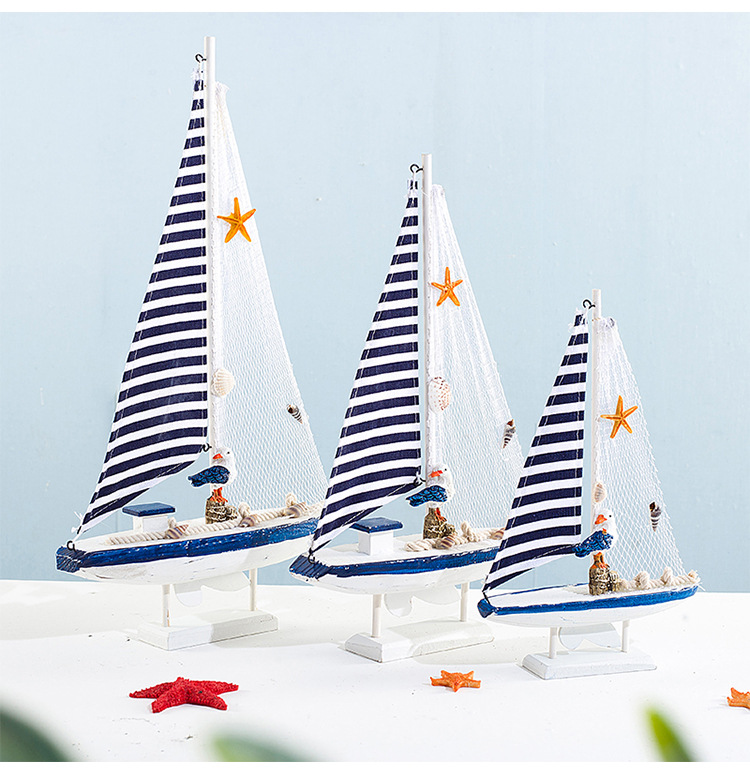 Blue and white shell sailboat style handicraft gift