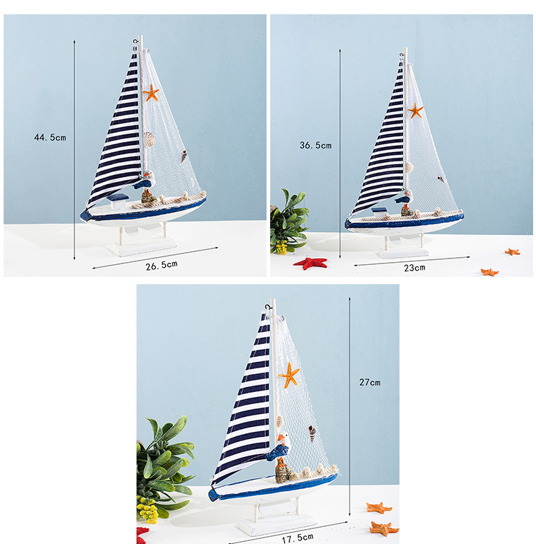 Blue and white shell sailboat style handicraft gift