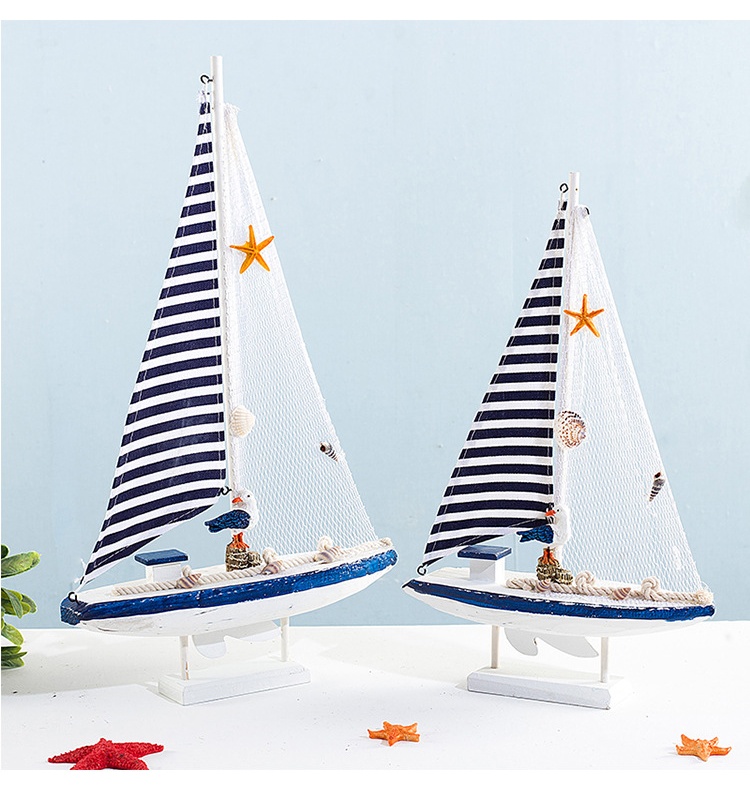 Blue and white shell sailboat style handicraft gift