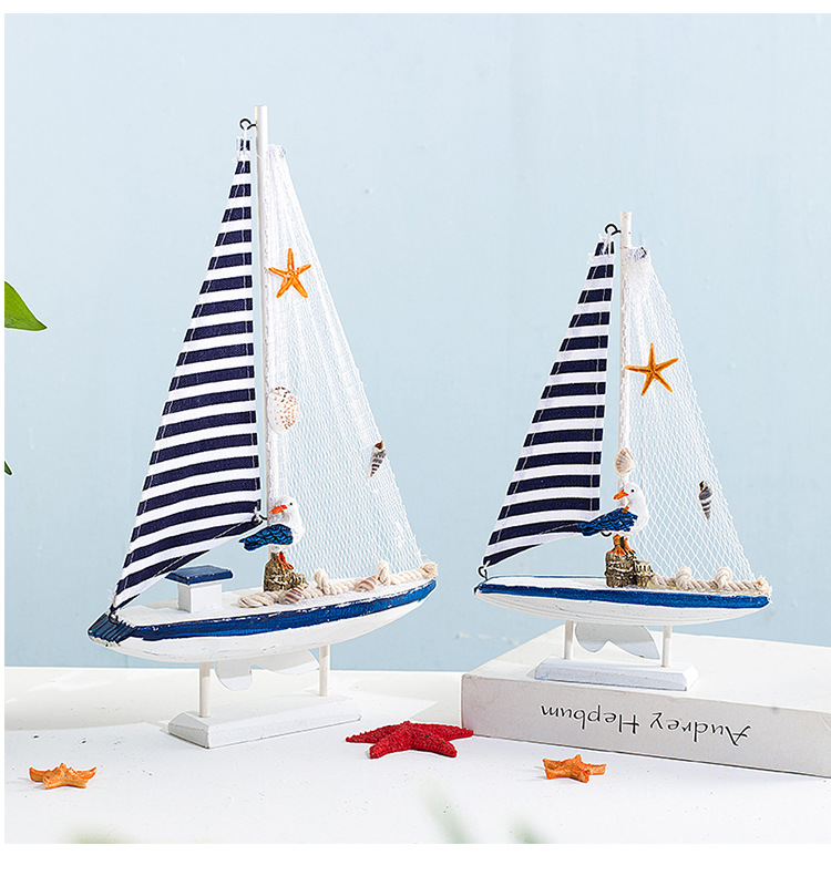 Blue and white shell sailboat style handicraft gift