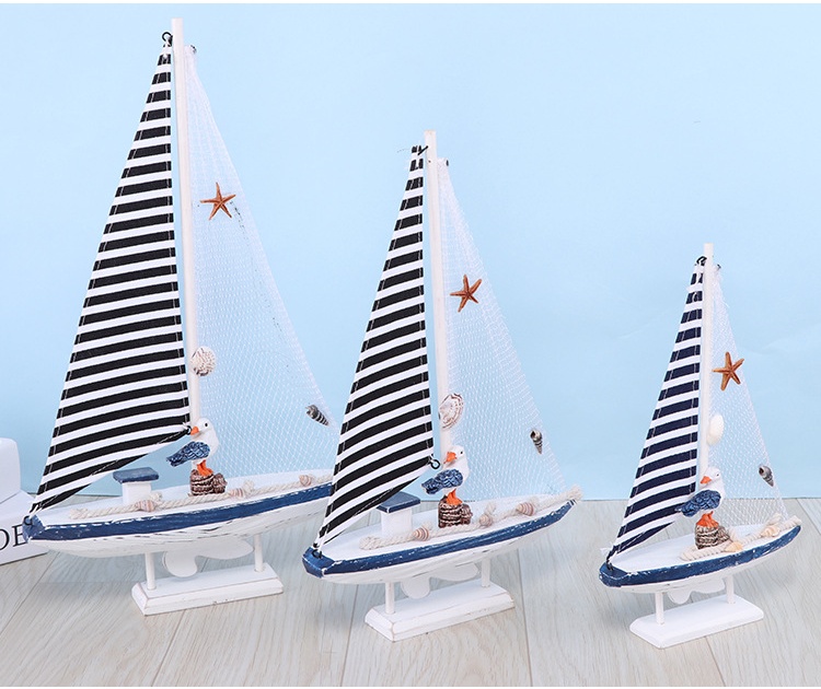 Blue and white shell sailboat style handicraft gift