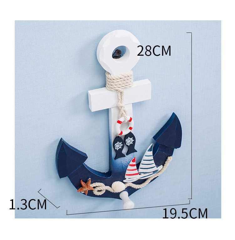 Iron anchor hanger for wooden boat, Mediterranean style, hooks, accessories