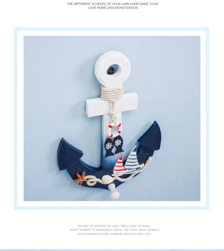 Iron anchor hanger for wooden boat, Mediterranean style, hooks, accessories