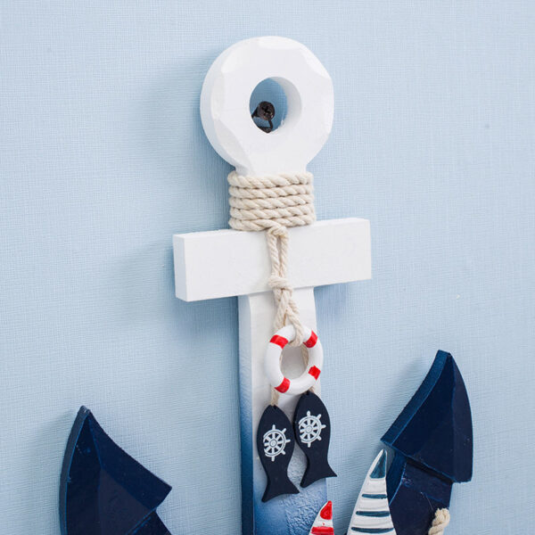 Iron anchor hanger for wooden boat, Mediterranean style, hooks, accessories - Imagen 2