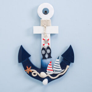 Iron anchor hanger for wooden boat, Mediterranean style, hooks, accessories